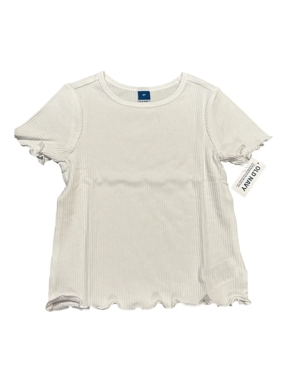 Old Navy Toddler Girls' White Short-Sleeve Lettuce-Edge T-Shirt, Size‎ 3T